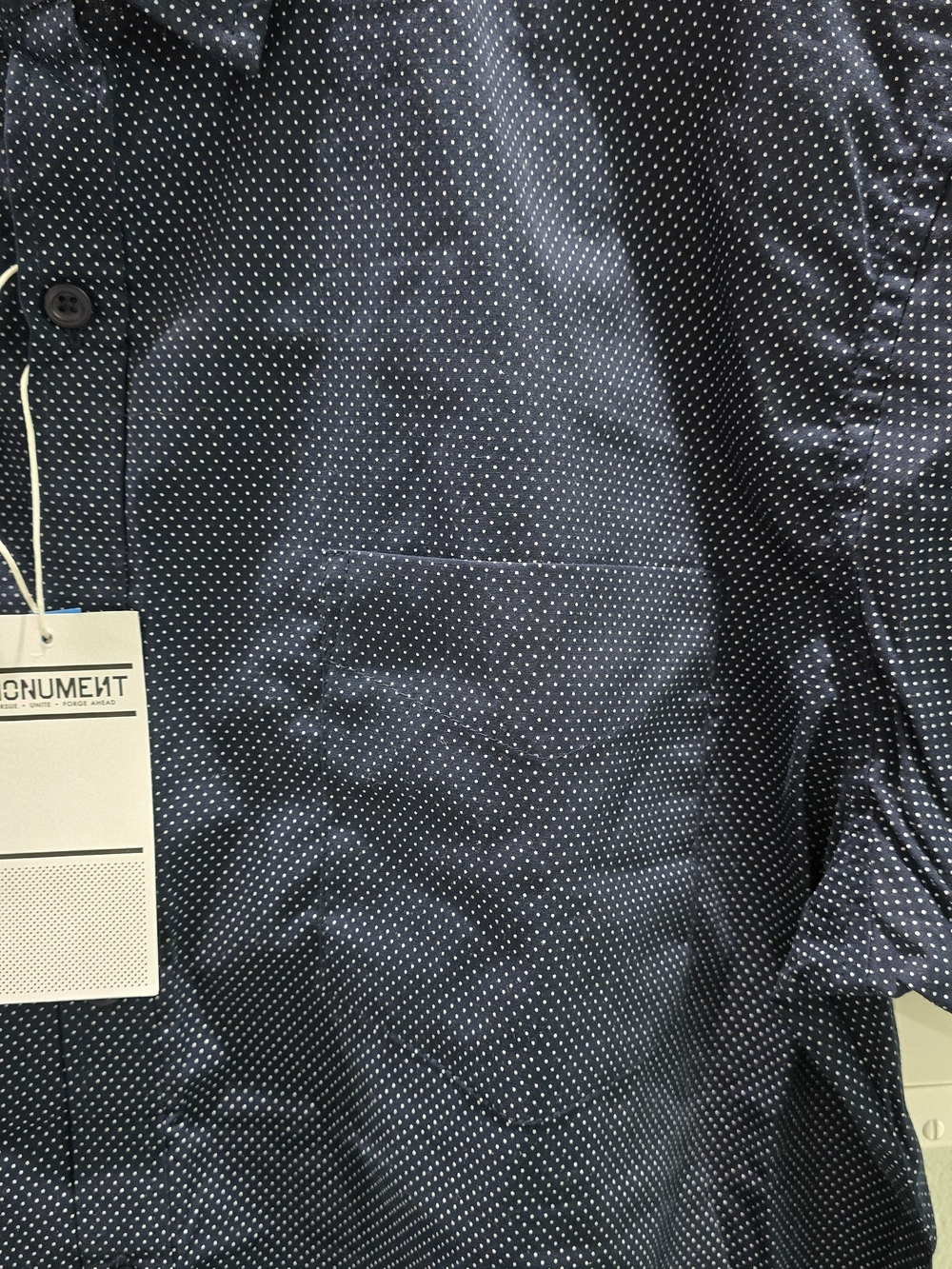 Monument Men’s Navy Short-Sleeve Button-Down Shirt - Picture 2 of 6